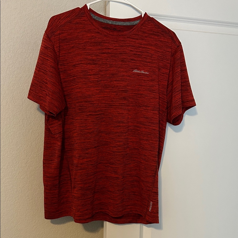Eddie Bauer, Men's Heathered Red Short Sleeve Tee, Large